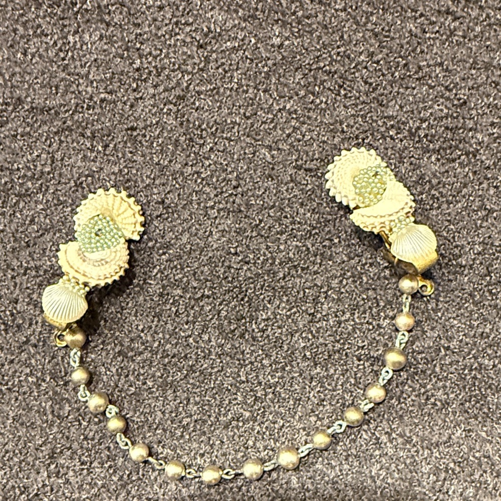 antique jewelry collectors- sweater guard.
shell and pearl. perfect condition